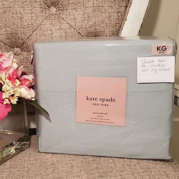 Kate Spade 4 Piece King Sheet Set Light Teal - Picture 1 of 3